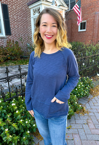 Escape by Habitat Navy Pocket Pullover Cotton Top