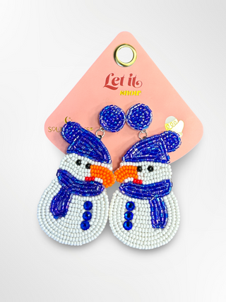 Beaded Snowman Earrings