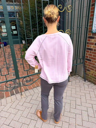 Escape by Habitat Rosewater Cozy Knit Raglan Scoop Neck Top