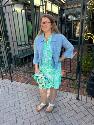 Lulu B Clear Kelly Hibiscus UPF 50+ Open Cut Dress