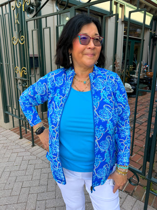 Lulu B Blue Corals Zip Jacket