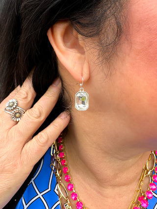 Clear Crystal Rectangle Earrings