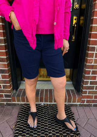 Beachtime by Lulu B Navy 10” Seersucker Short