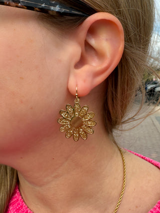 Gold Sparkle Flower Earrings