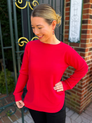 Lulu B Crimson Cashmere Feel Sweater