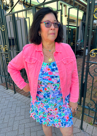 Lulu B Clear Coral Linen Jacket
