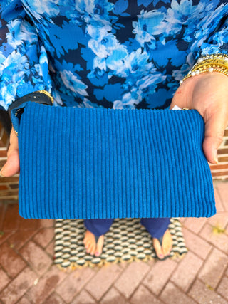 Riley Vegan Crossbody - Turquoise Corduroy