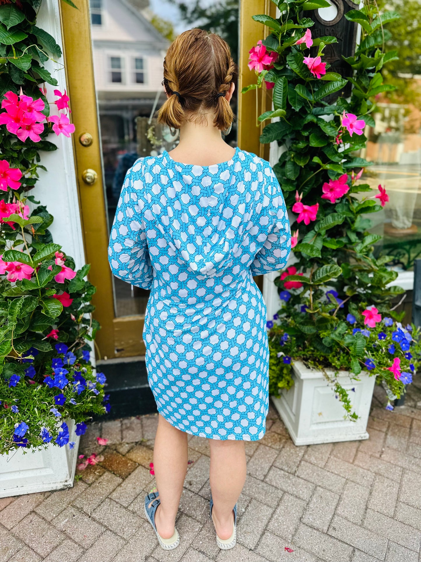 Beach Time by Lulu-B Blue and White Button Tunic Dress