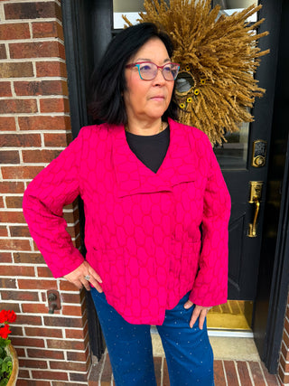 Olivia by Habitat Quilted Asymmetrical Stand Collar Jacket Fuchsia