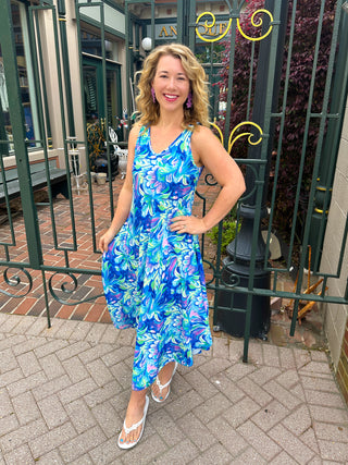 Tango Mango Women's Pastel Flower UPF 50+ Midi Dress