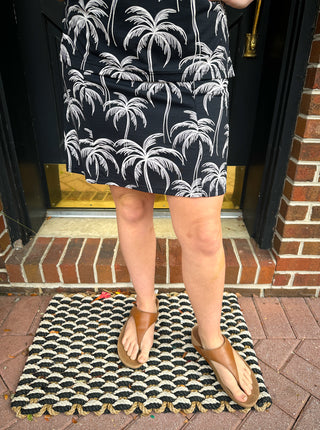 Beachtime by Lulu B Black and Stone Palms 2-Pocket Skort