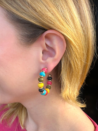 Multicolor Beaded Hoop Earrings