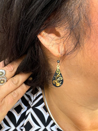 Black and Gold Swirl Earrings