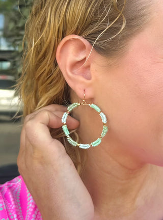 Pale Green Beaded Earrings