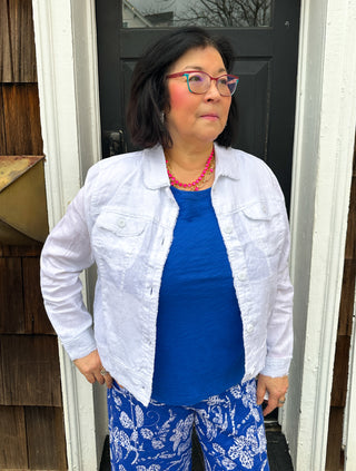 Lulu B White Metallic Linen Jacket