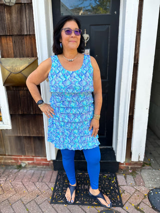 Lulu B Blue Snake Cha Cha UPF 50+ Ruffle Dress