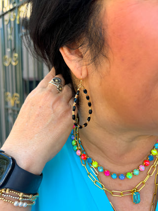 Black Beaded Teardrop Earrings