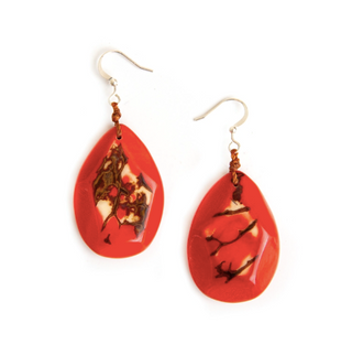 Tagua Amalia Poppy Coral Earrings