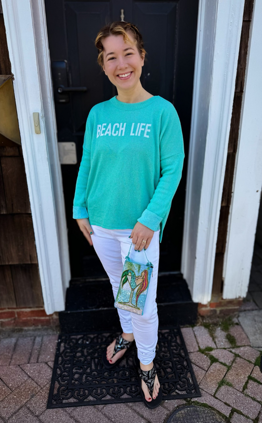 Aqua Beach Life Pullover Sweater