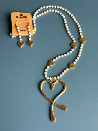 Gold Heart Necklace Set