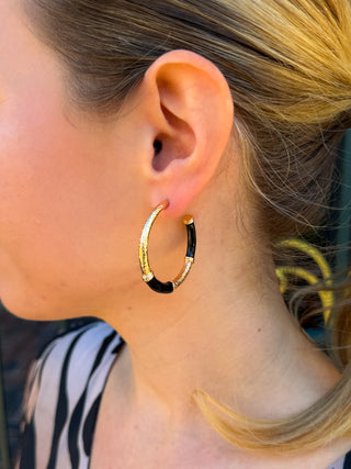 Black and Gold Hoop Earring