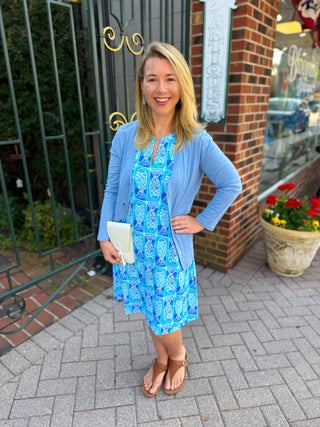 Lulu B Coastal Fish UPF 50+ Open Cut Dress