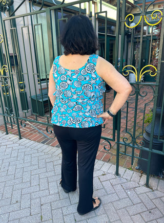 Lulu B Cha Cha Clear Turquoise Shells Tank