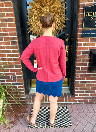 Lulu Scallop Dark Denim Skort