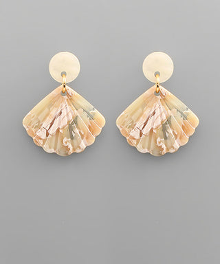 Acetate Shell Dangle Earrings Natural