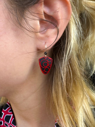 Adajio Circles Black and Red Earrings