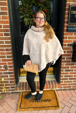 Cream Faux Fur Poncho