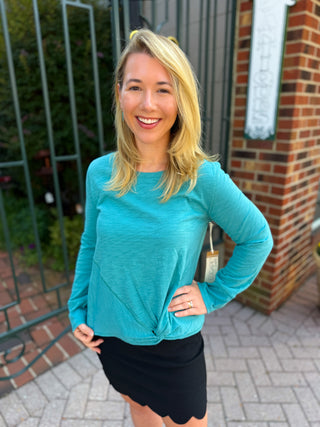 Escape by Habitat Teal Twist Cotton Pullover Tee