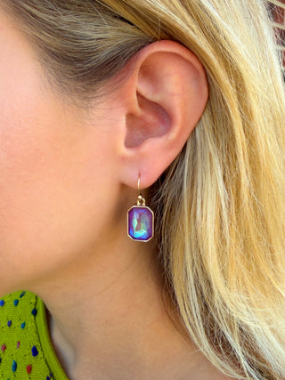 Pink and Gold Crystal Rectangle Earrings