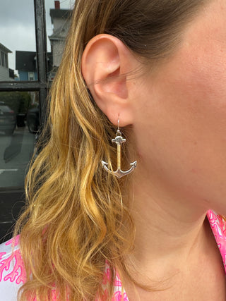 Silver Rope Anchor Earrings