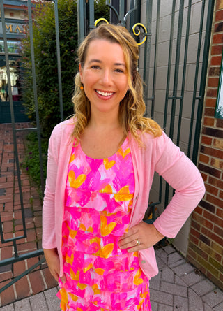 Beachtime by Lulu B Seaglass Pink Button Cardigan