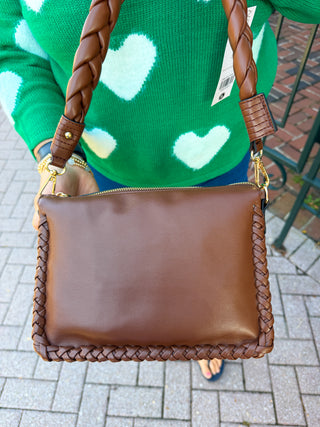 Judith Vegan Whipstitch Shoulder Bag - Brown
