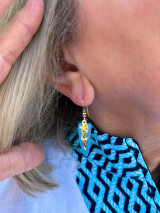 Adajio Sky Blue and Gold Swirl Earrings