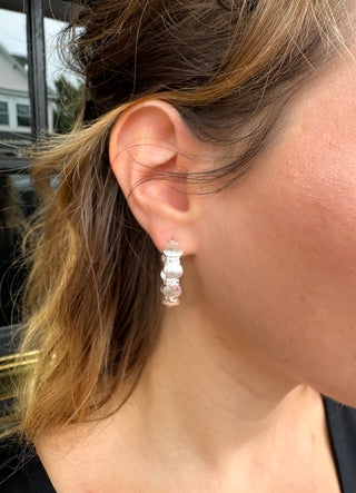 Silver Shell Hoop Earrings