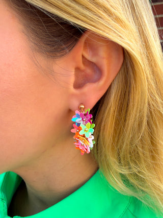 Multicolor Flower Hoop Earrings