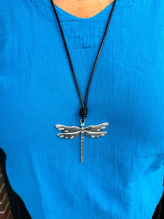 Silver Glitzy Dragonfly Necklace