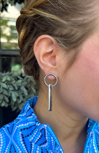 Silver Block Drop Earrings