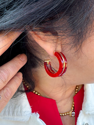 Red Hoop Earrings