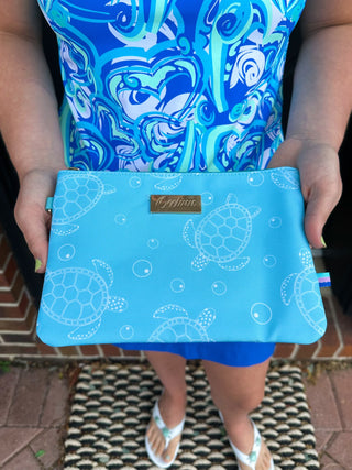 Blue Turtles Zip Pouch Wristlet