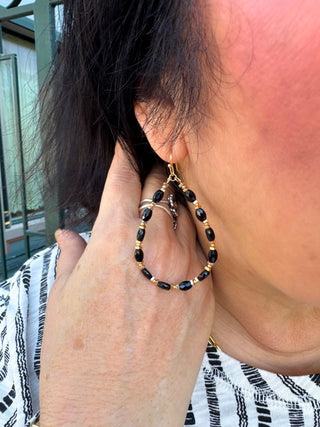 Black Beaded Teardrop Earrings