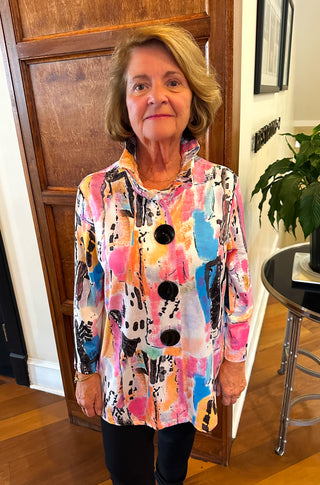 Tango Mango Abstract Energy Wire Collar Swing Top