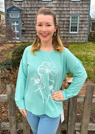 Escape by Habitat Mint Island Blooms French Terry Pullover