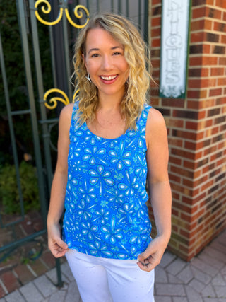 Beachtime by Lulu B Periwinkle Flower Power Basic Tank