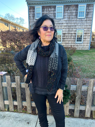 Black and grey checkered scarf