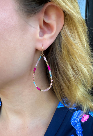 Pink and Turquoise Teardrop Earrings