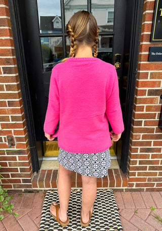 Lulu B Black and Pink Flower Zip Skort